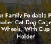 Fur Family Foldable Pet Stroller Cat Dog Cage 3 Wheels, With Cup Holder