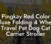 Pingkay Red Color Deluxe Folding 4 Wheels Travel Pet Dog Cat Carrier Stroller